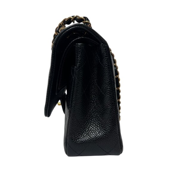 CHANEL Black Quilted Leather Caviar Double Flap Crossbody Timeless Bag Medium - Picture 6 of 15